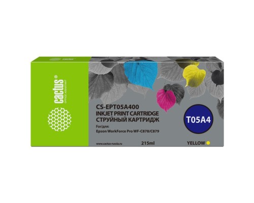 [расходные материалы] Картридж струйный Cactus CS-EPT05A400 T05A4 желтый (215мл) для Epson WorkForce Pro WF-C878/C879