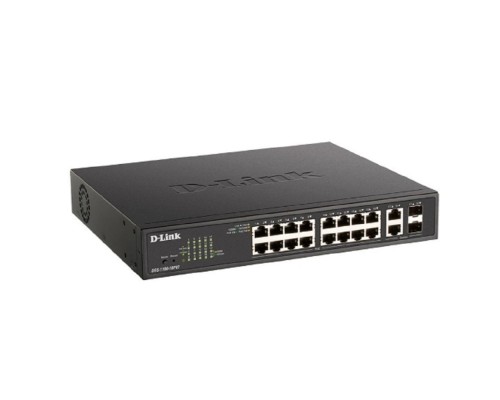 [Сетевое оборудование] D-Link DGS-1100-18PV2/A3A Настраиваемый L2 коммутатор с 16 портами 10/100/1000Base-T и 2 комбо-портами 1000Base-T/SFP (16 портов PoE 802.3af/at, PoE-бюджет 130 Вт)