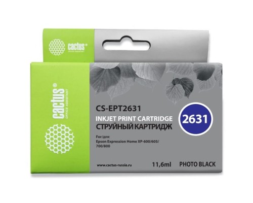 [расходные материалы] Картридж струйный Cactus CS-EPT2631 фото черный (11.6мл) для Epson Expression Home XP-600/605/700/800