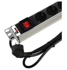 REM Блок розеток Rem-16 с выкл и USB-портом, 6 Schuko, 16A, алюм., 19