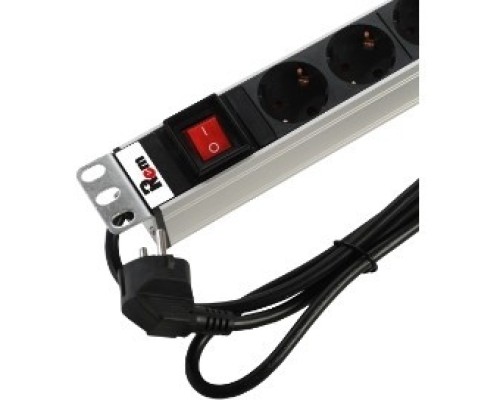 [Аксессуар] REM Блок розеток Rem-16 с выкл и USB-портом, 6 Schuko, 16A, алюм., 19