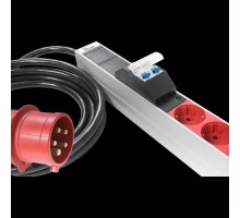 REM Верт блок розеток Rem-3x32, 3 фазы 32A, 6 авт, инд, 24 S, 1820 мм, IEC 309, шнур 3 м R-3x32-24S-A-I-1820-3-3P(N)