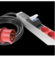 REM Верт блок розеток Rem-3x32, 3 фазы 32A, 6 авт, инд, 24 S, 1820 мм, IEC 309, шнур 3 м R-3x32-24S-A-I-1820-3-3P(N)