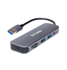 D-Link DUB-1325/A2A Концентратор с 2 портами USB 3.0, 1 портом USB Type-C, слотами для карт SD и microSD и разъемом USB 3.0