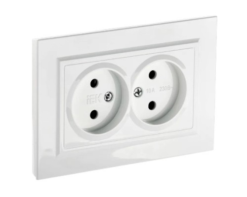 [IEK аксессуары] IEK BR-R20-10-K01-F BRITE Роз. 2-я без з/к/ш 10А в сб. РС12-2-БрБ бел. 
