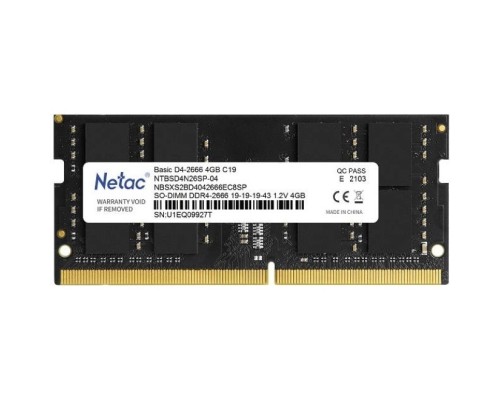 [Модуль памяти] Память SO-DIMM DDR4 4Gb PC21300 2666MHz CL19 Netac 1.2V (NTBSD4N26SP-04)