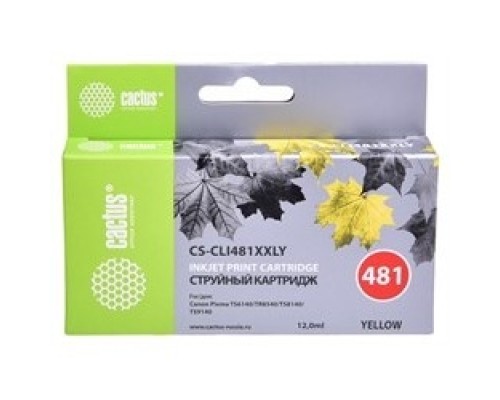 [расходные материалы] Картридж струйный Cactus CS-CLI481XXLY желтый (12мл) для Canon Pixma TR7540/TR8540/TS6140/TS8140