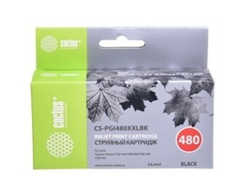 [расходные материалы] Картридж струйный Cactus CS-PGI480XXLBK черный (24.4мл) для Canon Pixma TR7540/TR8540/TS6140/TS8140