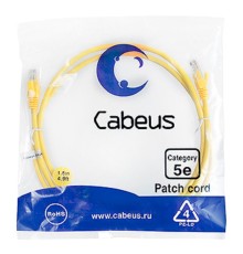Cabeus PC-UTP-RJ45-Cat.5e-1.5m-YL Патч-корд U/UTP, категория 5е, 2xRJ45/8p8c, неэкранированный, желтый, PVC, 1.5м