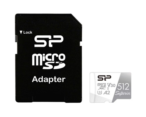 [Карта памяти ] Micro SecureDigital 512Gb Silicon Power Class10  SP512GBSTXDA2V20SP Superior + adapter
