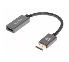 Telecom <TA560> Кабель-переходник DP --> HDMI-F 0.2m , серый металлик, оплетка, 4K@60Hz [7958820049156]