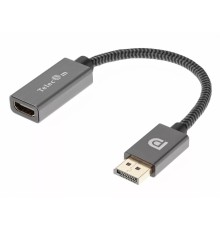 Telecom <TA560> Кабель-переходник DP --> HDMI-F 0.2m , серый металлик, оплетка, 4K@60Hz [7958820049156]