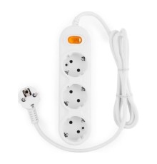 PowerCube Удлинитель (PC-1-5М) 5.0м, 3 розетки, 16А, с выключателем, белый
