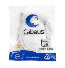Cabeus PC-UTP-RJ45-Cat.5e-2m-WH Патч-корд U/UTP, категория 5е, 2xRJ45/8p8c, неэкранированный, белый, PVC, 2м   
