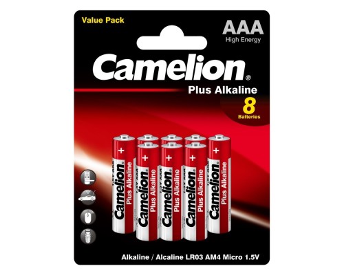 [Батарейка] Camelion Plus Alkaline BL8  LR03 (LR03-BP5+3, батарейка,1.5В)(8шт. в уп-ке)