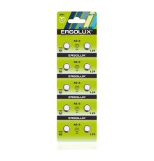 Ergolux AG13  BL-10 (AG13-BP10, LR44 /LR1154 /A76 /357 батарейка для часов)(10 шт. в уп-ке)