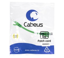 Cabeus PC-UTP-RJ45-Cat.5e-0.15m-GN Патч-корд U/UTP, категория 5е, 2xRJ45/8p8c, неэкранированный, зеленый, PVC, 0.15м  
