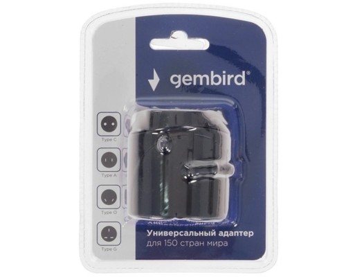 [переходник] Gembird WTA-1 Универсальный сетевой переходник для путешествий, вилки/розетки EU,US,RU