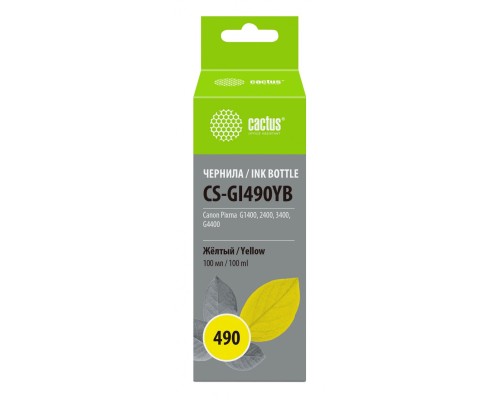 [Расходные материалы] Чернила Cactus CS-GI490YB желтый 100мл для Canon Pixma G1400/G2400/G3400