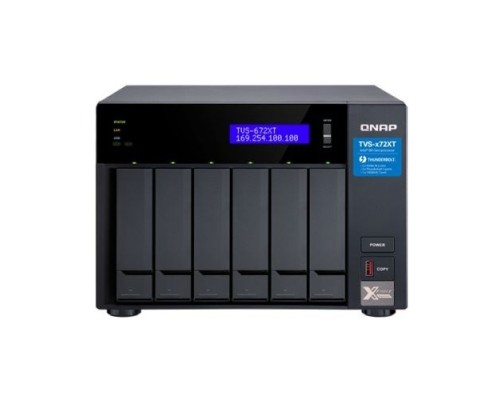 [Дисковый массив] QNAP TVS-672XT-i3-8G Сетевое хранилище без дисков SMB 6-Bay NAS, Intel Core i3-8100T 4-core 3.1 GHz Processor, 8GB DDR4 RAM (max 32GB RAM), 6x 2.5