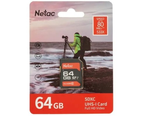 [Карта памяти ] SecureDigital 64GB Netac P600 Standard SD , Retail version (NT02P600STN-064G-R)