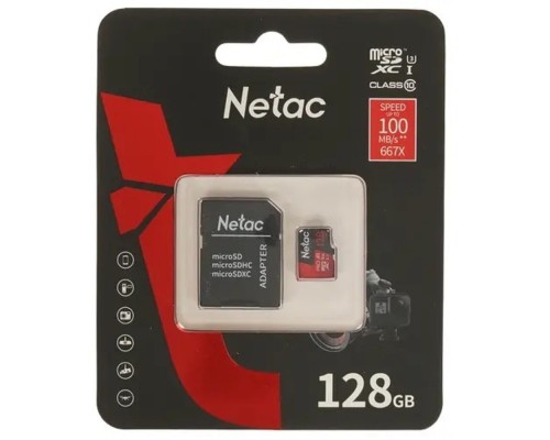 [Карта памяти ] Micro SecureDigital 128GB Netac microSDXC Class10 NT02P500PRO-128G-R P500 Extreme Pro + adapter