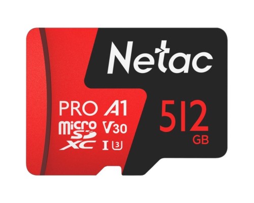 [Карта памяти ] Micro SecureDigital 512GB Netac microSDXC Class10 Netac [NT02P500PRO-512G-R] P500 Extreme Pro + adapter