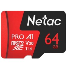 Micro SecureDigital 64GB Netac microSDXC Class10 NT02P500PRO-064G-R P500 Extreme Pro + adapter