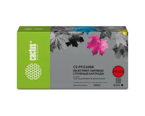 [расходные материалы] Картридж струйный Cactus CS-PFI320BK черный (300мл) для Canon imagePROGRAF TM-200/TM-200 MFP L24ei/TM-205/TM-300