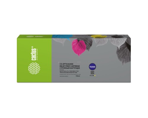 [расходные материалы] Картридж струйный Cactus CS-EPT636400 T6364 желтый (700мл) для Epson Stylus PRO 7700/7890/7900/9700