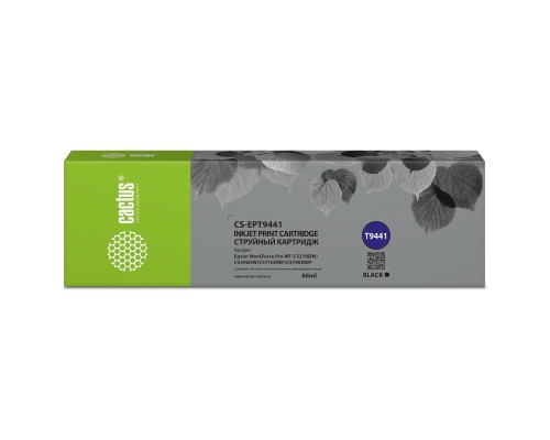 [расходные материалы] Картридж струйный Cactus CS-EPT9441 T9441 черный (66мл) для Epson WorkForce WF-C5290DW/WF-C5790DW