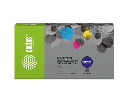 [расходные материалы] Картридж струйный Cactus CS-EPT973100 T9731 черный (540мл) для Epson WorkForce WF-C869RD3TWFC/WF-C869RDTWF