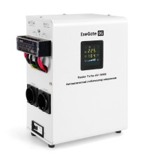 Exegate EX291743RUS Стабилизатор напряжения ExeGate Master AV-10000 (10000ВА, 140-260В, цветной дисплей, 220В±8%, КПД 98%, 5 уровней защиты, задержка, усиленный метал.корпус, клем.колодка+евророзетка,