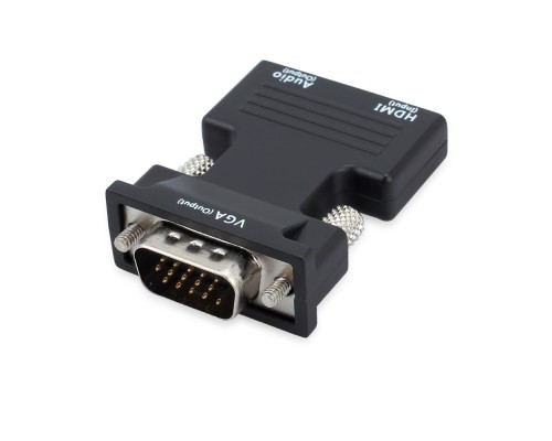 [переходник] ORIENT C105, Адаптер HDMI F -> VGA 15M+Audio, для подкл.монитора/проектора к выходу HDMI, аудиокабель в комплекте, черный (31300)
