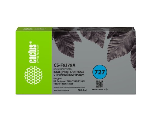 [расходные материалы] Картридж струйный Cactus CS-F9J79A 727 фото черный (300мл) для HP DJ T920/T930/T1500/T1530/T2500/T2530