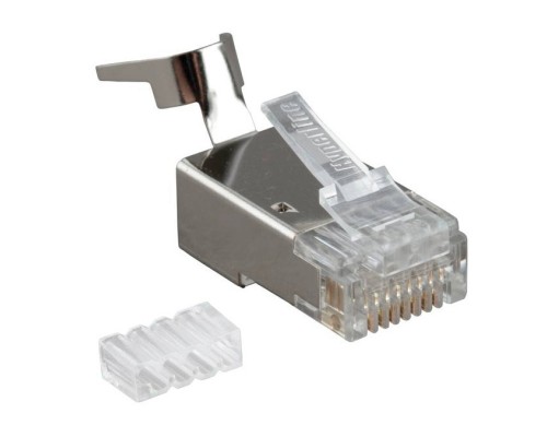 [Монтажное оборудование] Коннектор Hyperline (PLUG-8P8C-UV-C6-TW-SH-10) FTP кат.6 RJ45 прозрачный (упак.:10шт)