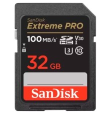 SecureDigital 32GB SanDisk Extreme Pro SD UHS I  Card for 4K Video for DSLR and Mirrorless Cameras 100MB/s Read & 90MB/s Write, Lifetime Warranty