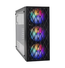 Exegate EX293017RUS Корпус Miditower ExeGate EVO-8243-NPX500 (ATX, БП 500NPX с вент 12 см, 2*USB+1*USB3.0, черный, 3 вент. с RGB подсветкой, боковая панель - закаленное стекло)