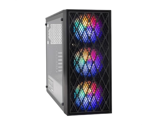 [Корпуса] Exegate EX293017RUS Корпус Miditower ExeGate EVO-8243-NPX500 (ATX, БП 500NPX с вент 12 см, 2*USB+1*USB3.0, черный, 3 вент. с RGB подсветкой, боковая панель - закаленное стекло)