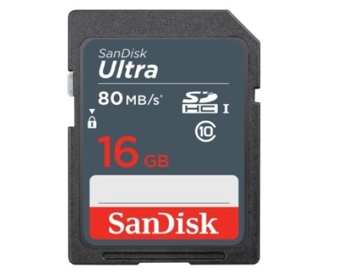 [Карта памяти ] SecureDigital 16GB SanDisk SDHC Class 10 UHS-I Ultra 80MB/s