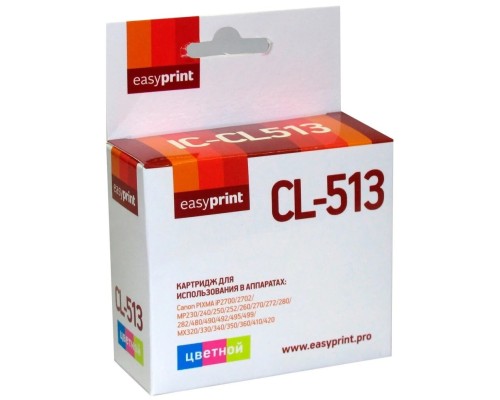 [Расходные материалы] Easyprint CL-513 Картридж  (IC-CL513) для Canon PIXMA iP2700/MP230/260/280/480/MX330/360/410, цветной