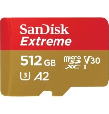 Micro SecureDigital 512GB SanDisk microSDXC Class 10 UHS-I A2 C10 V30 U3 Extreme 190MB/s
