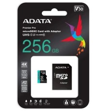 Micro SecureDigital 256GB A-Data AUSDX256GUI3V30SA2-RA1 Premier Pro + adapter Class10