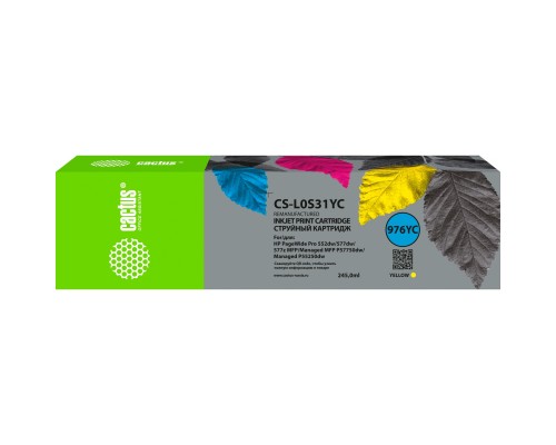 [расходные материалы] Картридж струйный Cactus CS-L0S31YC 976YC желтый (245мл) для HP PageWide P55250dw/ P57750dw MFP Managed
