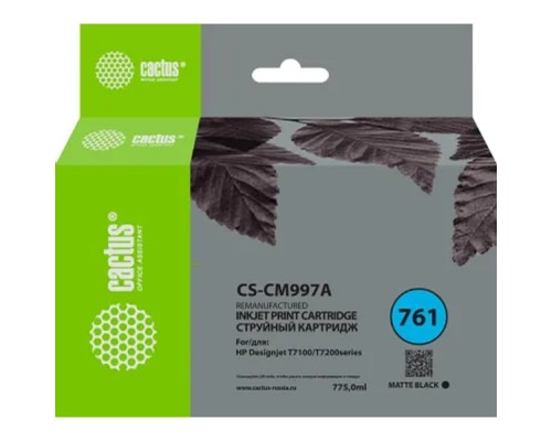 [расходные материалы] Картридж струйный Cactus CS-CM997A №761 черный матовый (775мл) для HP DesignJet T7100/Т7200