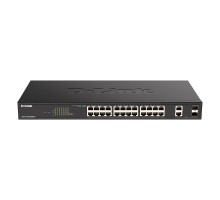 D-Link DGS-1100-26MPV2/A3A Настраиваемый L2 коммутатор с 24 портами 10/100/1000Base-T и 2 комбо-портами 1000Base-T/SFP (24 порта PoE 802.3af/at, PoE-бюджет 370 Вт)