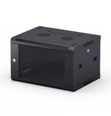 NEOMAX Шкаф телекоммуникационный   настенный 9U (600х450), стеклянная дверь, замок-ключ (3 шт), разборный, цвет черный (1 коробка)[NCB-WM9U-6045GK3-100-BK]