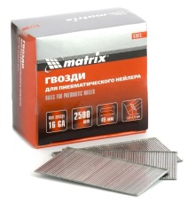 MATRIX Гвозди 16GA для пневм. нейлера сечение 1,6х1,4, длина 45 мм, 2500 шт [57613]