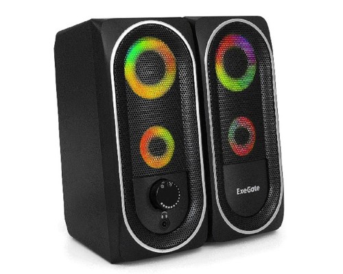 [Колонки EXEGATE] ExeGate Accord 220 EX289686RUS (питание USB, 2х3Вт (6Вт RMS), 60-20000Гц, цвет черный, RGB подсветка, Color Box)