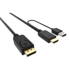 Кабель аудио-видео Buro HDMI (m)/DisplayPort (m) 2м. Позолоченные контакты черный (HDMI-DP-2M)